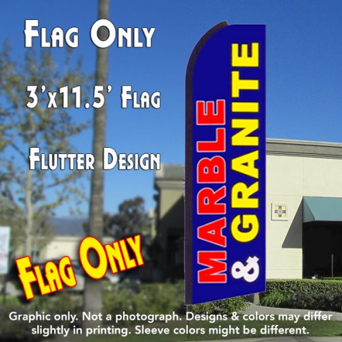 MARBLE & GRANITE (Blue) Flutter Feather Banner Flag (11.5 x 3 Feet)