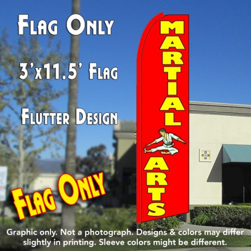 MARTIAL ARTS (Red) Flutter Feather Banner Flag (11.5 x 3 Feet)