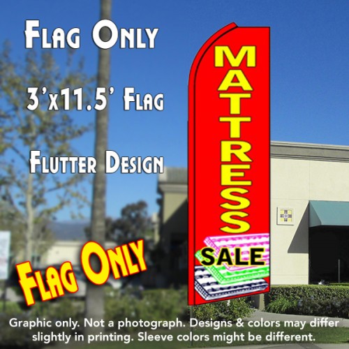 MATTRESS SALE (Red/Black) Flutter Feather Banner Flag (11.5 x 3 Feet)