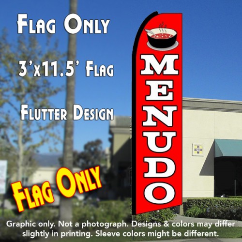 MENUDO (Red) Flutter Feather Banner Flag (11.5 x 3 Feet)