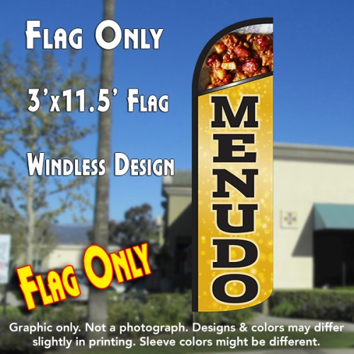 MENUDO Windless Polyknit Feather Flag (2.5 x 11.5 feet)