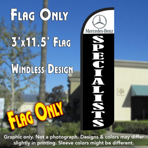 Mercedes Benz Specialists Windless Polyknit Feather Flag (3 x 11.5 feet)