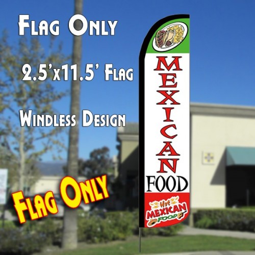 Mexican Food Windless Polyknit Feather Flag (3 x 11.5 feet)