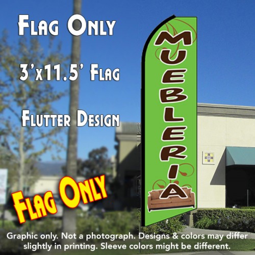 MUEBLERIA (Green) Flutter Feather Banner Flag (11.5 x 3 Feet)