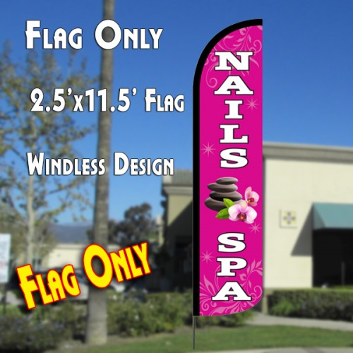 NAILS SPA Windless Polyknit Feather Flag (2.5 x 11.5 feet)