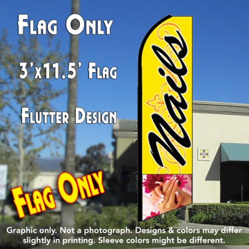 NAILS (Yellow) Flutter Feather Banner Flag (11.5 x 3 Feet)