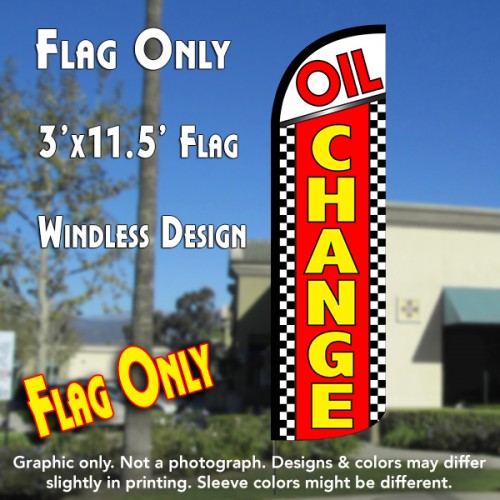Oil Change (Checkered) Windless Polyknit Feather Flag (3 x 11.5 feet)