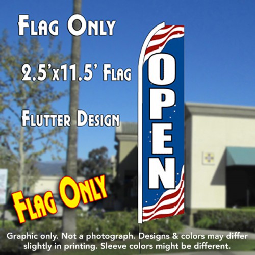 OPEN (Patriotic) Flutter Feather Banner Flag (11.5 x 2.5 Feet)