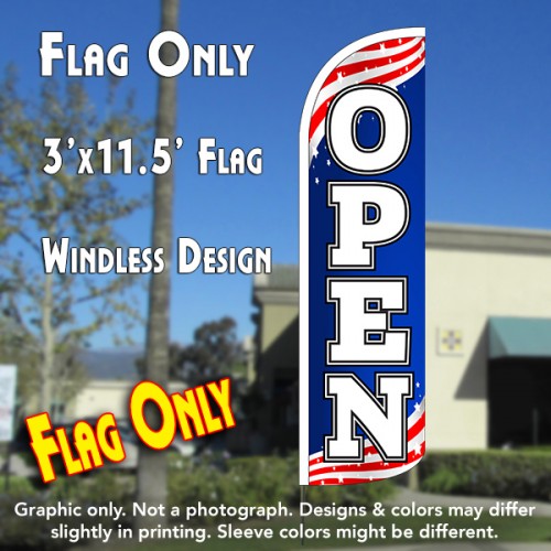 Open (Patriotic) Windless Polyknit Feather Flag (3 x 11.5 feet)