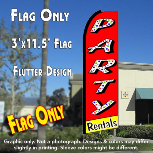 PARTY RENTALS (Red/Yellow) Flutter Feather Banner Flag (11.5 x 3 Feet)