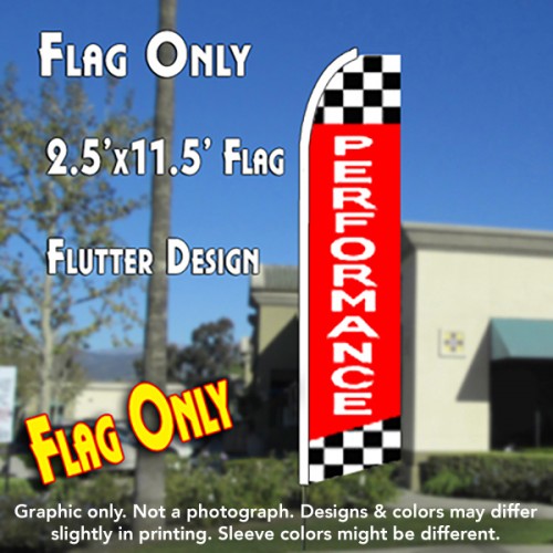 PERFORMANCE (Checkered) Flutter Feather Banner Flag (11.5 x 2.5 Feet)