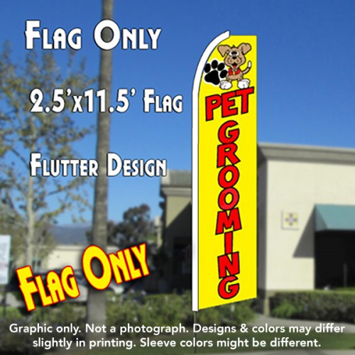 PET GROOMING (Yellow) Flutter Feather Banner Flag (11.5 x 2.5 Feet)