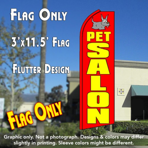 PET SALON (Red) Flutter Feather Banner Flag (11.5 x 3 Feet)