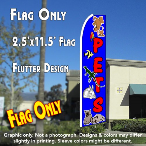 PETS (Blue) Flutter Feather Banner Flag (11.5 x 2.5 Feet)