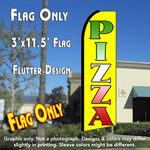 PIZZA (Yellow) Flutter Feather Banner Flag (11.5 x 3 Feet)