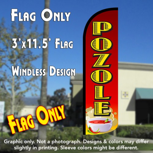 Pozole Windless Polyknit Feather Flag (3 x 11.5 feet)