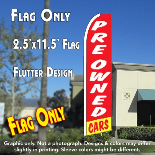 PRE-OWNED CARS (Red/Yellow) Flutter Feather Banner Flag (11.5 x 3 Feet)