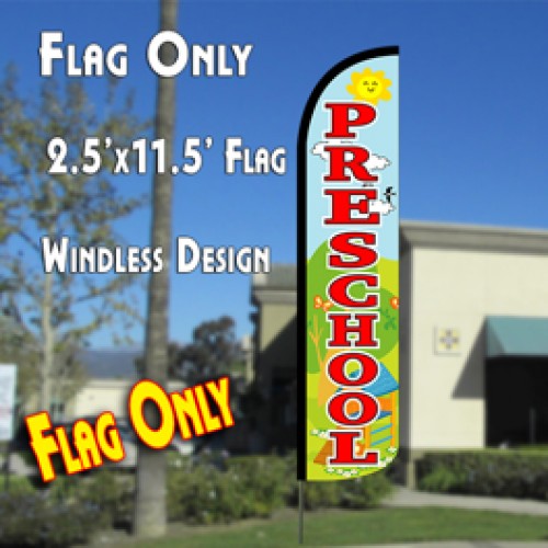 PRESCHOOL (Scene) Windless Polyknit Feather Flag (2.5 x 11.5 feet)