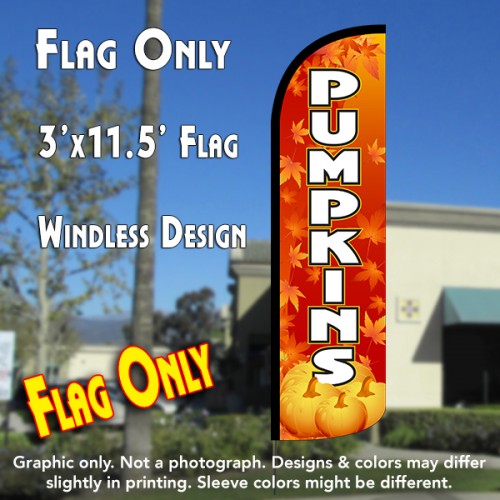 Pumpkins Windless Polyknit Feather Flag (3 x 11.5 feet)