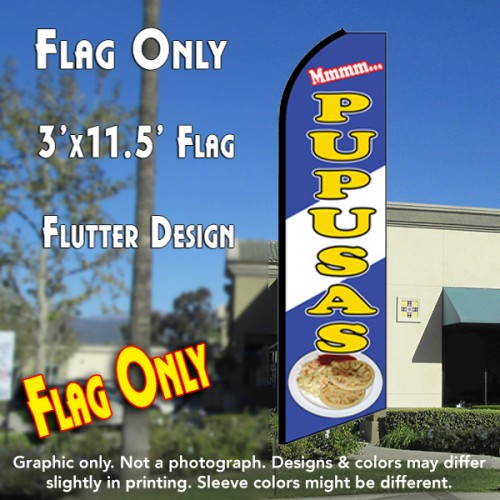 PUPUSAS (Blue/White) Flutter Feather Banner Flag (11.5 x 3 Feet)