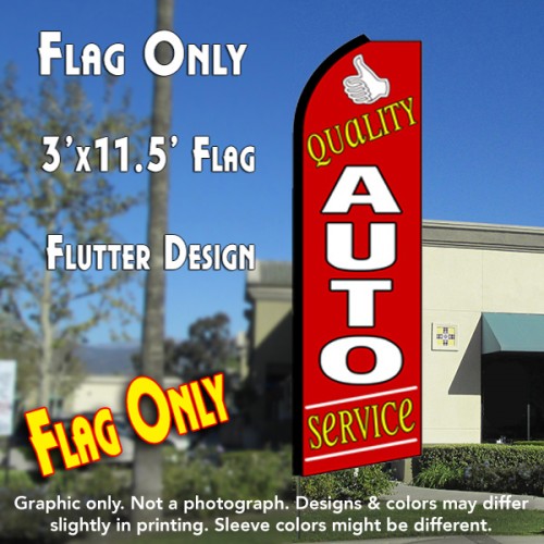 QUALITY AUTO SERVICE (Red) Flutter Feather Banner Flag (11.5 x 3 Feet)