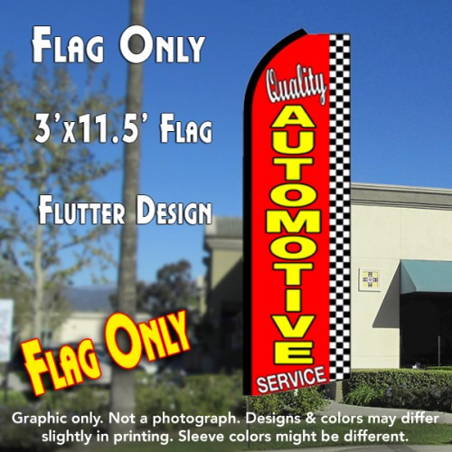QUALITY AUTOMOTIVE SERVICE (Checkered) Flutter Feather Banner Flag (11.5 x 3 Feet)