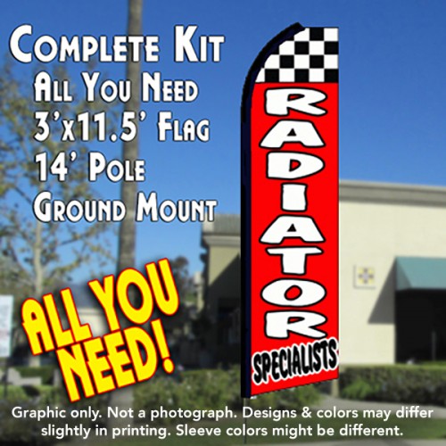 RADIATOR SPECIALISTS (Checkered) Flutter Feather Banner Flag Kit (Flag, Pole, & Ground Mt)
