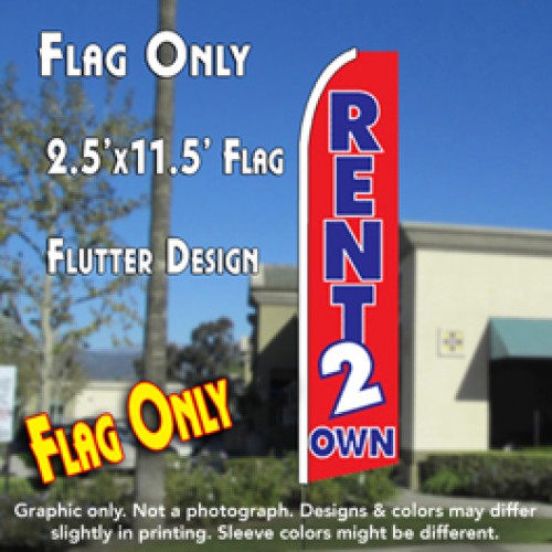 RENT 2 OWN (Red) Flutter Feather Banner Flag (11.5 x 2.5 Feet)