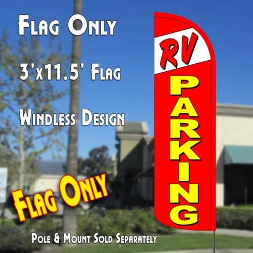 RV PARKING Windless Feather Banner Flag (11.5 x 3 Feet)