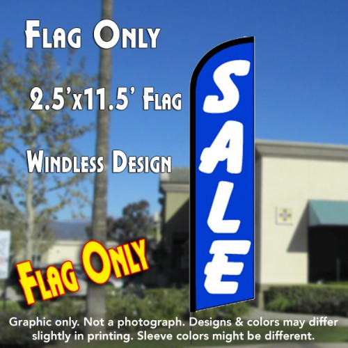 SALE (Blue/White) Windless Feather Banner Flag (2.5 x 11.5 Feet)