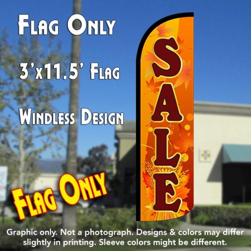 Sale (Fall Theme) Windless Polyknit Feather Flag (3 x 11.5 feet)