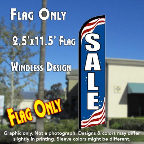 SALE (Patriotic) Windless Feather Banner Flag (2.5 x 11.5 Feet)