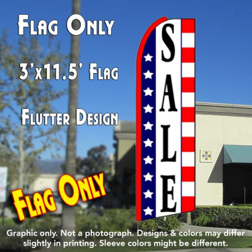 SALE (Stars & Stripes) Flutter Feather Banner Flag (11.5 x 3 Feet)