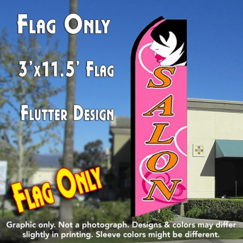 SALON (Pink) Flutter Feather Banner Flag (11.5 x 3 Feet)