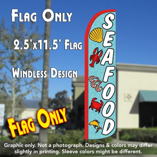 Seafood Windless Polyknit Feather Flag (3 x 11.5 feet)