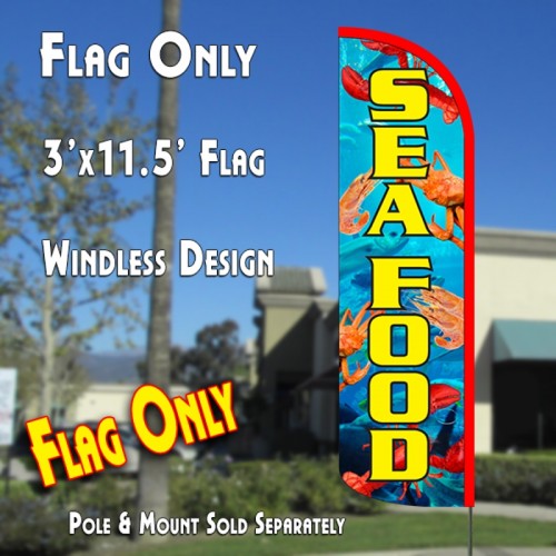 Seafood Windless Polyknit Feather Flag (3 x 11.5 feet)