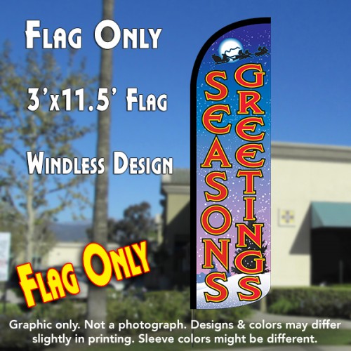 Season's Greetings Windless Polyknit Feather Flag (3 x 11.5 feet)