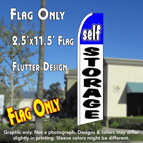 SELF STORAGE (Blue/White) Flutter Feather Banner Flag (11.5 x 2.5 Feet)