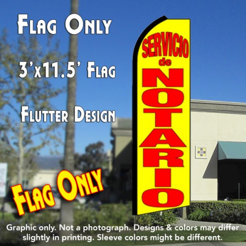 SERVICIO DE NOTARIO (Yellow) Flutter Feather Banner Flag (11.5 x 3 Feet)