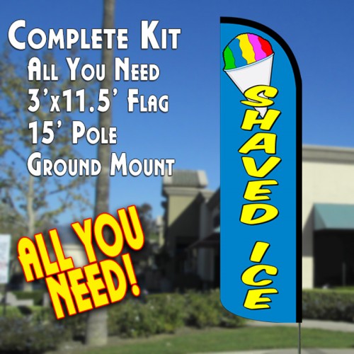 Shave Ice (Multicolor) Windless Feather Banner Flag Kit (Flag, Pole, & Ground Mt)