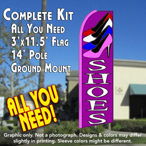 SHOES (Purple) Flutter Feather Banner Flag Kit (Flag, Pole, & Ground Mt)