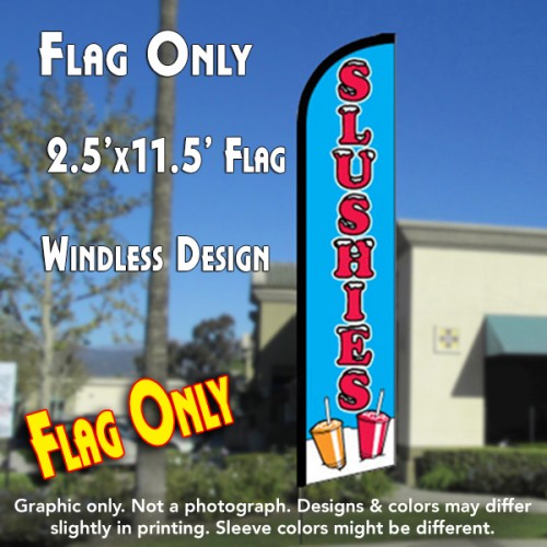 Slushies (Blue/Red) Windless Feather Banner Flag (2.5 x 11.5 Feet)