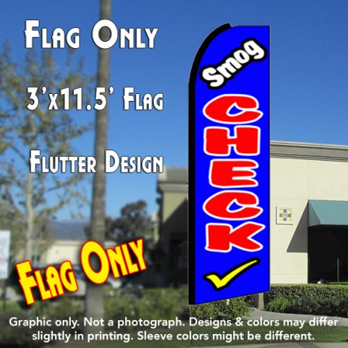 SMOG CHECK (Blue) Flutter Feather Banner Flag (11.5 x 3 Feet)