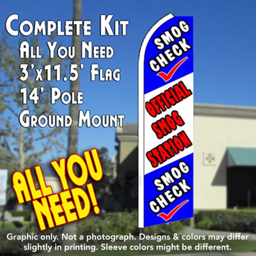 SMOG CHECK (Official) Flutter Feather Banner Flag Kit (Flag, Pole, & Ground Mt)