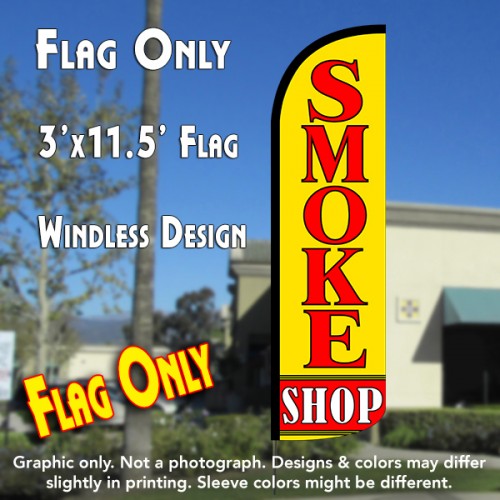 Smoke Shop Windless Polyknit Feather Flag (3 x 11.5 feet)
