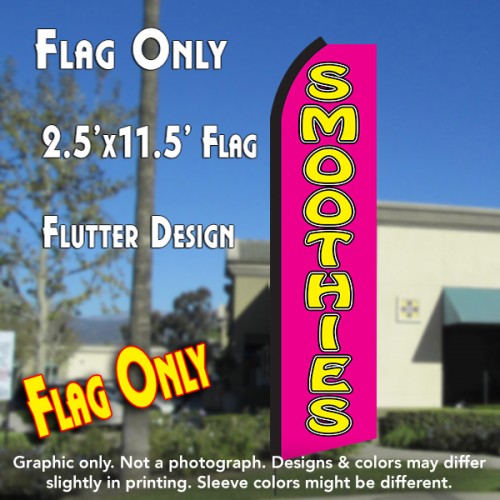 SMOOTHIES (Pink/Yellow) Flutter Polyknit Feather Flag (11.5 x 2.5 feet)