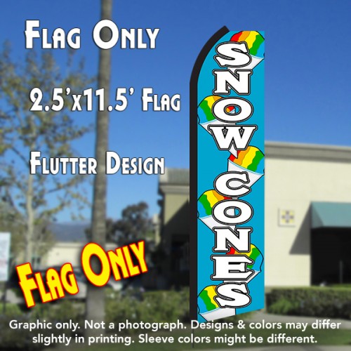 SNOW CONES (Blue/White) Flutter Polyknit Feather Flag (11.5 x 2.5 feet)