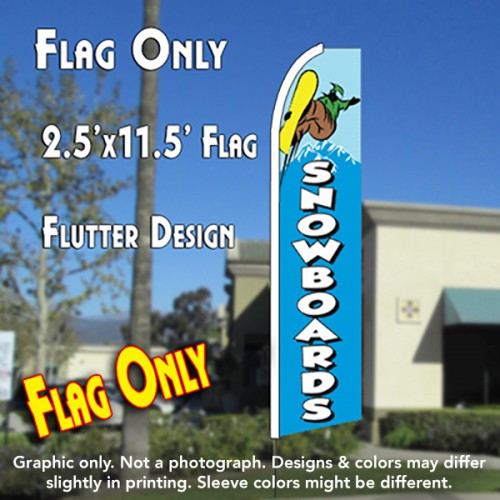 Snowboards Flutter Feather Banner Flag (11.5 x 2.5 Feet)