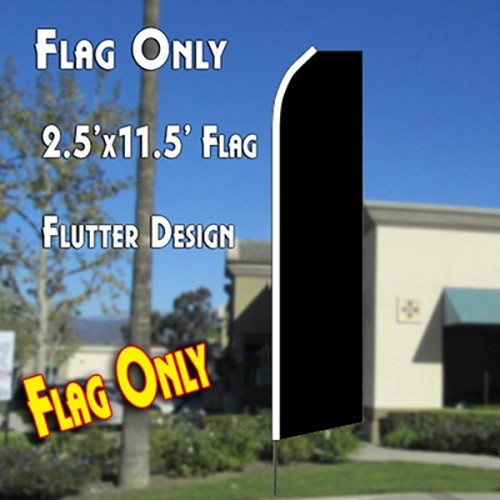 Solid Black Flutter Feather Banner Flag (11.5 x 2.5 Feet)