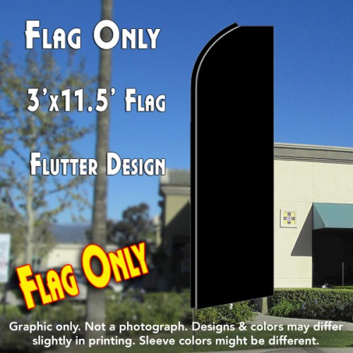 Solid BLACK Flutter Feather Banner Flag (11.5 x 3 Feet)
